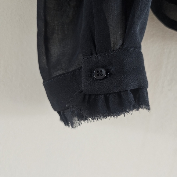 PJK Patterson J Kincaid Raw Hem Sheer Button Blouse - Picture 5 of 9